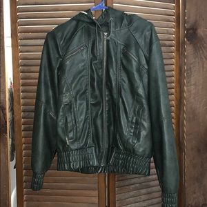 Army green leather Jacket